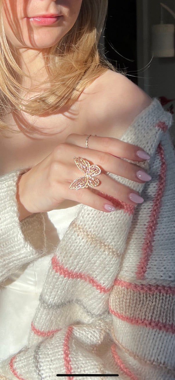 Pink butterfly ring