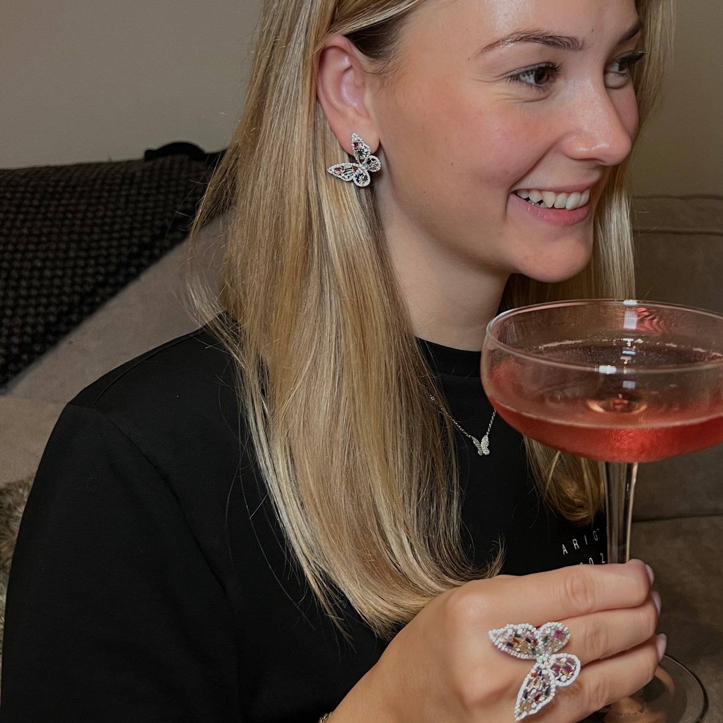 Rainbow butterfly earrings