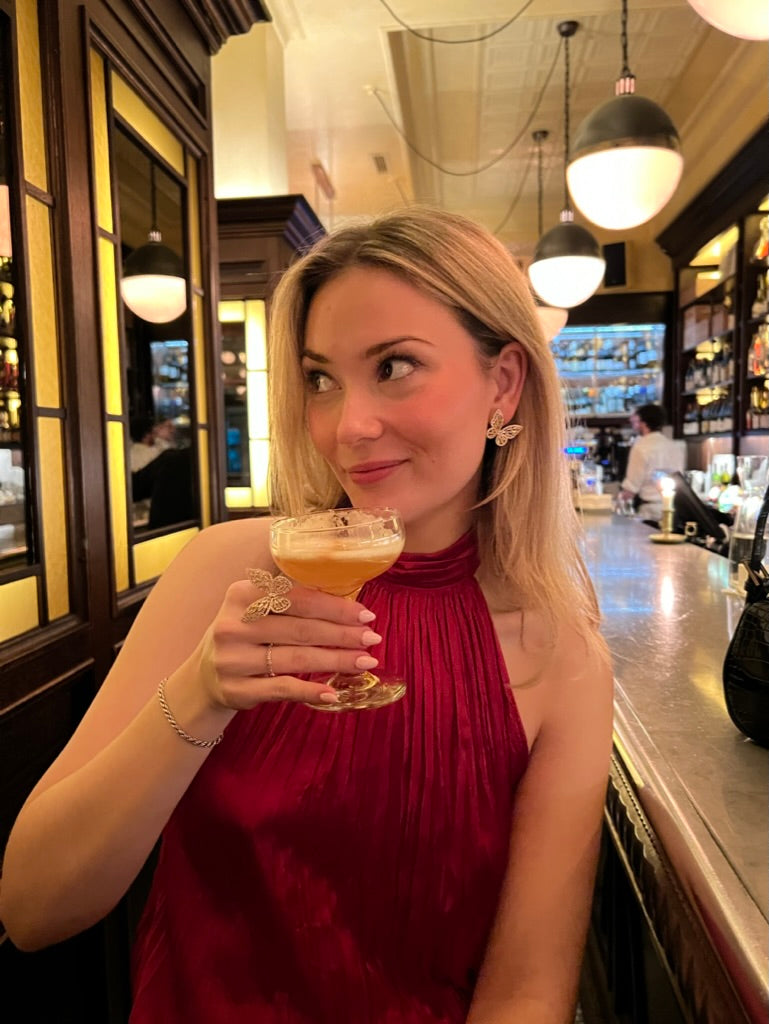 Pink butterfly earrings