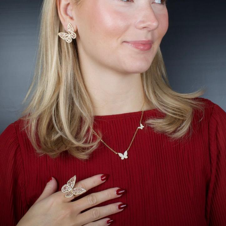 Pink butterfly earrings