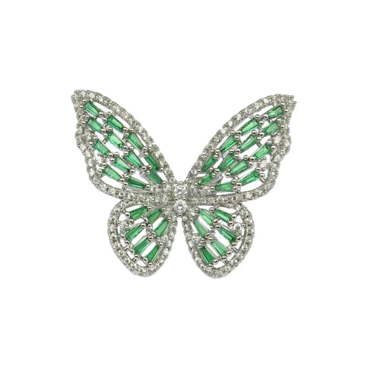 Emerald butterfly ring