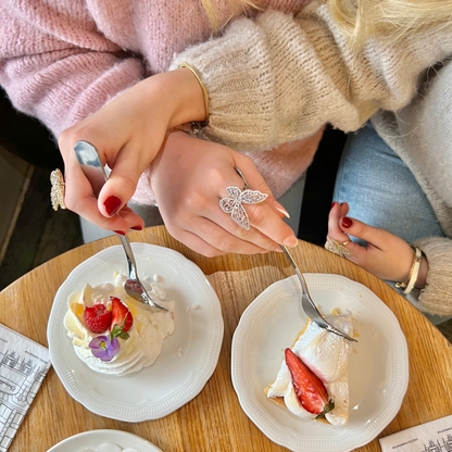 Pink butterfly ring