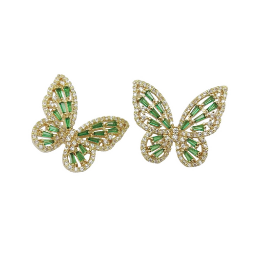 Emerald butterfly earring